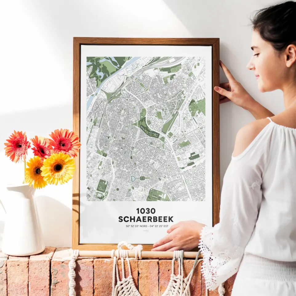 Poster avec la carte de Schaerbeek, à Bruxelles. Poster avec la carte de Schaerbeek, à Bruxelles.