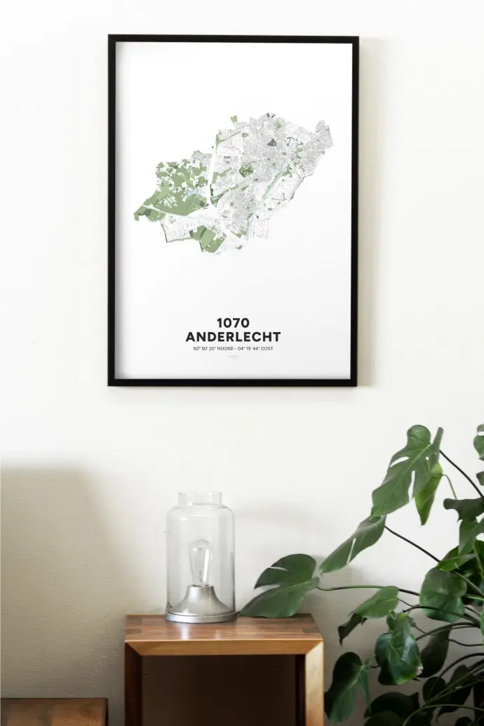 Poster avec la carte de Bruxelles avec la commune d'Anderlecht. Poster avec la carte de Bruxelles avec la commune d'Anderlecht.