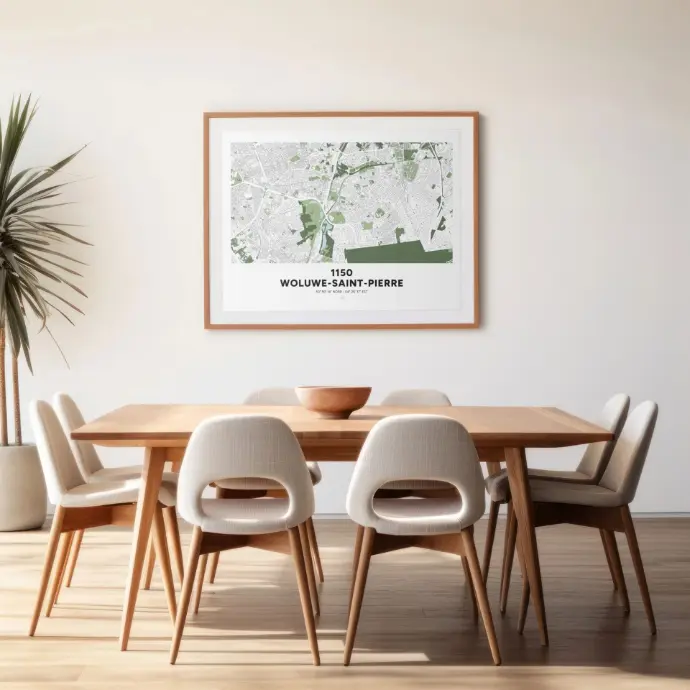 Affiche avec la carte décorative de de la commune de Woluwe-Saint-Pierre, à Bruxelles. Affiche avec la carte décorative de de la commune de Woluwe-Saint-Pierre, à Bruxelles.